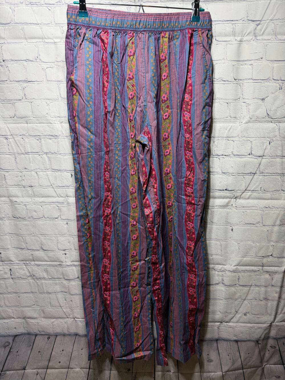 Natural Life Relaxed Fit Boho Striped Floral Pants Sz S Cotton Boho NWOT